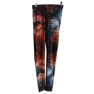 Blackmilk Galaxy Leggings Womens Small Red Cosmic Space Stars Art Stretch